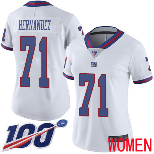 Women New York Giants #71 Will Hernandez Limited White Rush Vapor Untouchable 100th Season Football NFL Jersey->new york giants->NFL Jersey